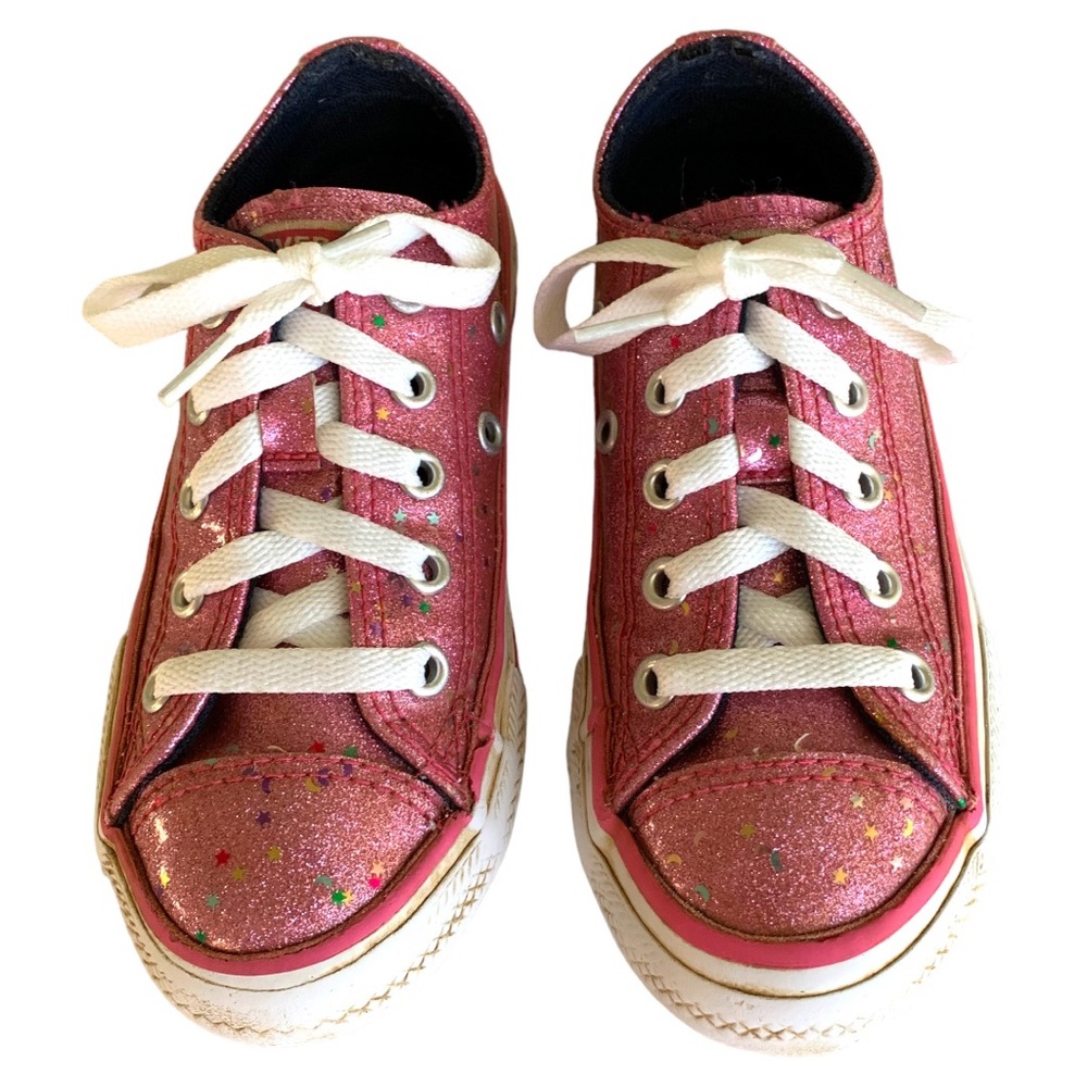 CONVERSE ALL STAR SPARKLY PINK SNEAKERS. GIRLS SIZE 11